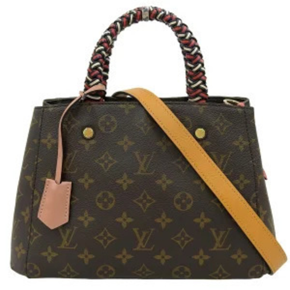 Louis Vuitton Monogram Montaigne Shoulder Bag Canvas Leather Brown
